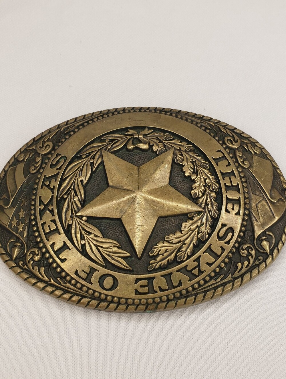 Tony Lama Brass Star Texas State Belt Buckle